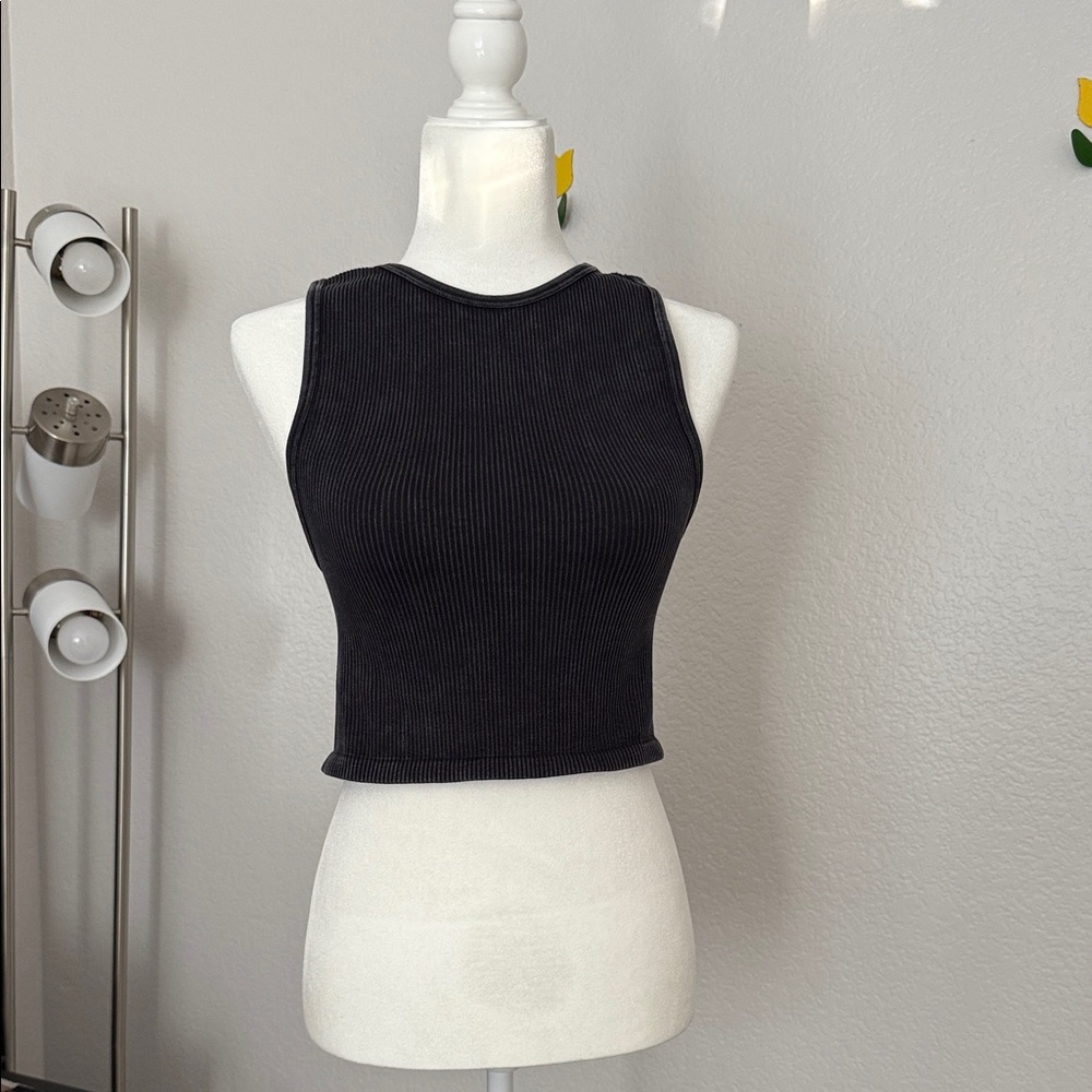 Forever 21 Black Ribbed Crop Top